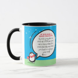 Taza Cute pingüino gracioso problema de matemáticas de