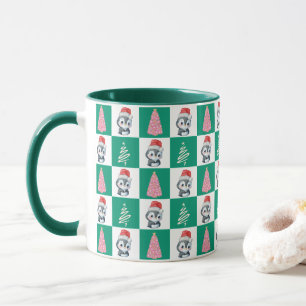 Taza Cute pingüino Santa Merry fiesta de árbol de Navid