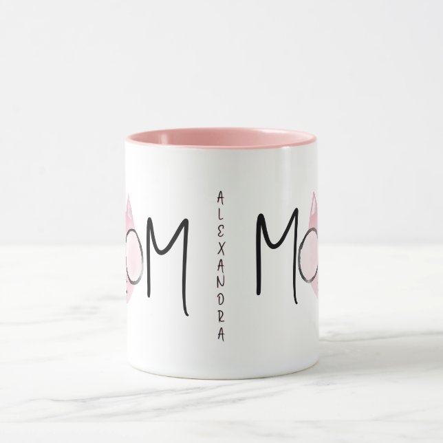 Taza Cute Pink Cat's Mother Mothers Day Personalized  (Centro)