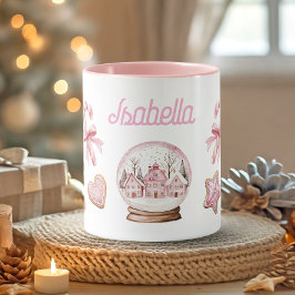Taza Cute Pink Christmas gingerbread Cookies Name