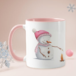 Taza Cute Pink Snowman