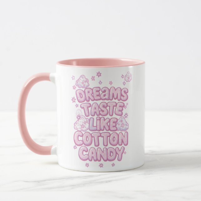 Taza Cute Pink Whimsical Dreamer Typography (Izquierda)