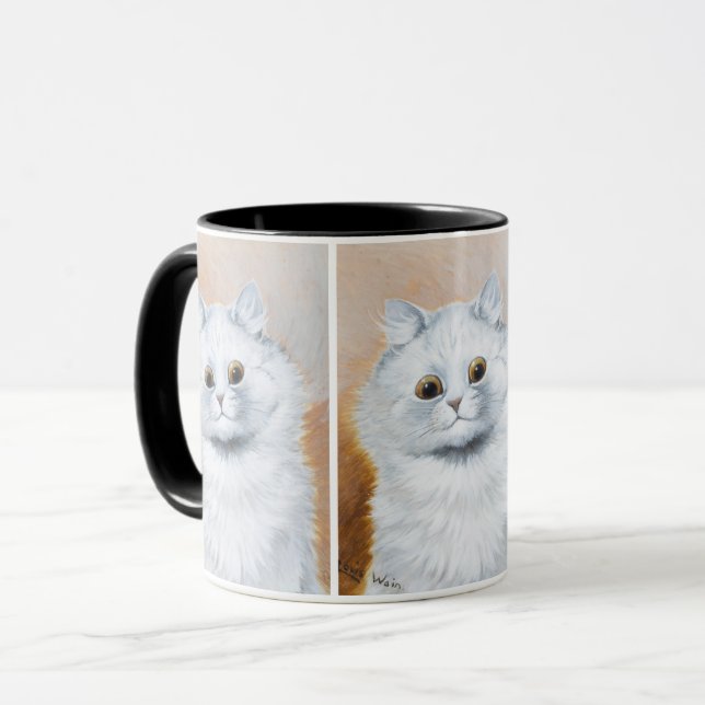 Taza Cute pintura de gato blanco de Louis Wain (Anverso izquierdo)