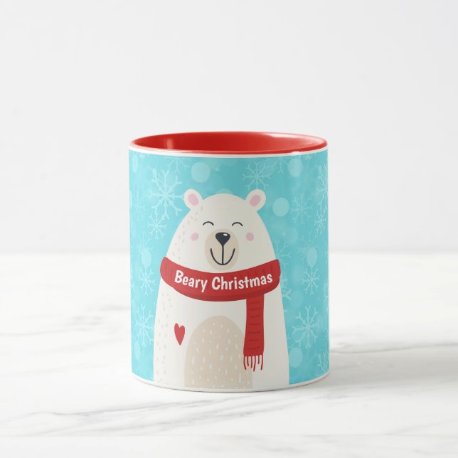 Taza Cute Polar Bear Holiday Art Personal Mug Cup (Centro)