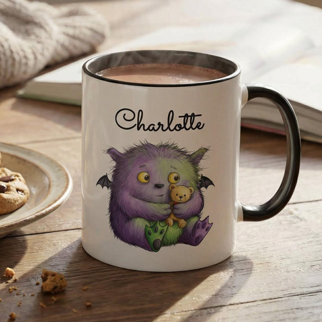 Taza Cute Purple Green Fluffy Monster Buddy (Subido por el creador)