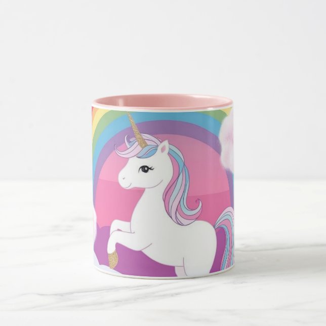 Taza Cute Purple Unicorn in a Starry Sky (Centro)