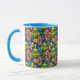 Taza Cute Quokka Navidad Azul