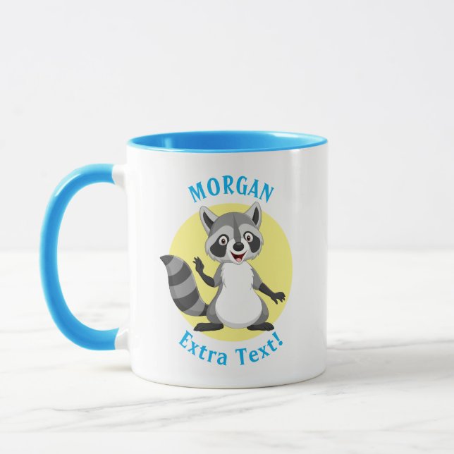 Taza Cute Raccoon, Personaliza Nombre y Mensaje (Izquierda)