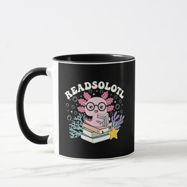 Taza Cute Readsolotl Axolotl Reading Books Pun Coffee  (Izquierda)