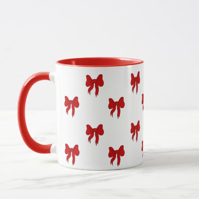 Taza Cute Red Bow Pattern Mug | Gift for Her (Izquierda)