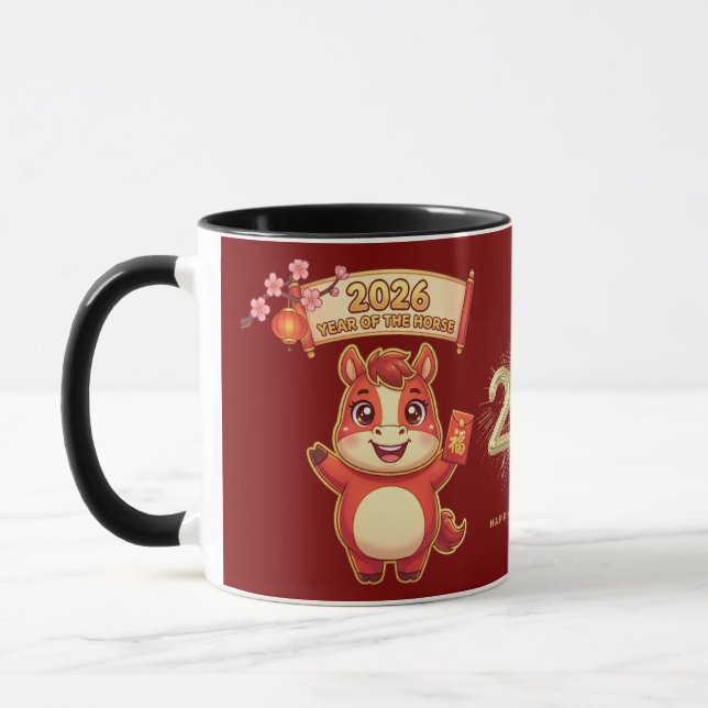 Taza Cute Red Horse 2026 Year Of Te Horse (Izquierda)