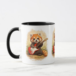 Taza Cute Red Panda Guitar Mug – Music Lover Gift