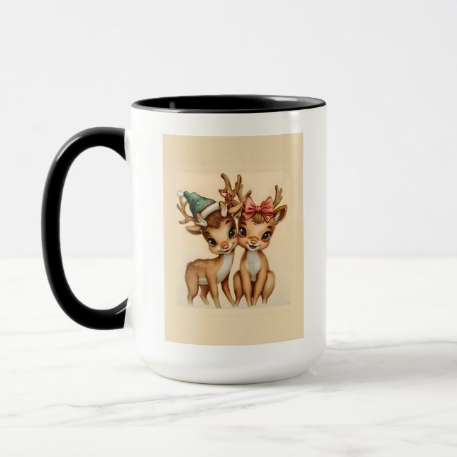 Taza Cute Reindeer Couple Christmas Mug | Holiday Gift (Izquierda)