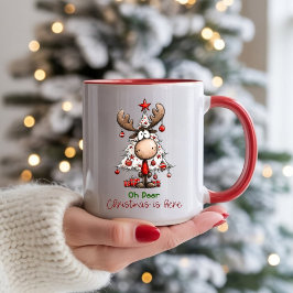 Taza Cute Reindeer “Oh Deer, Christmas Is Here”