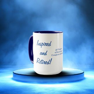 Taza  Cute Retire Typography Blue Personalize