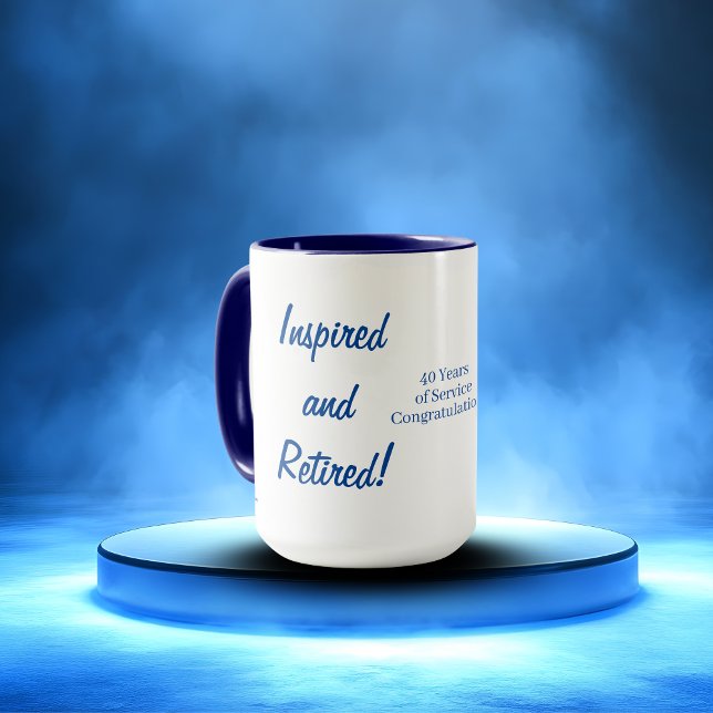 Taza  Cute Retire Typography Blue Personalize (Personalize for the Retiree)