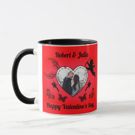 Taza Cute Romance Cupid Photo Red Heart Valentines Day
