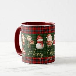 Taza Cute Santa Elves Feliz Navidad Platos Rojos Verdes