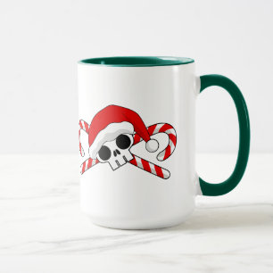 Taza Cute Santa Skull con candy canes