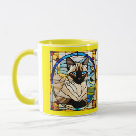 Taza  Cute Siamese Cat Stained Glass