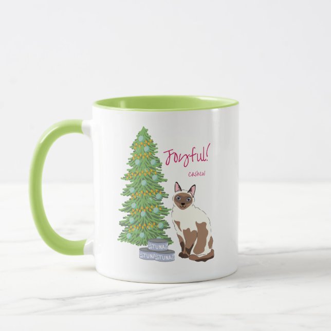 Taza Cute Siamese Cat with Tuna Joyful Christmas  (Izquierda)