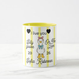 Taza Cute Silly Goose Pink Stripe Personalized Mug