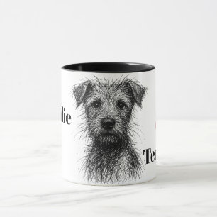 Taza Cute Sketched Terrier. Amo a los Territorios Perso