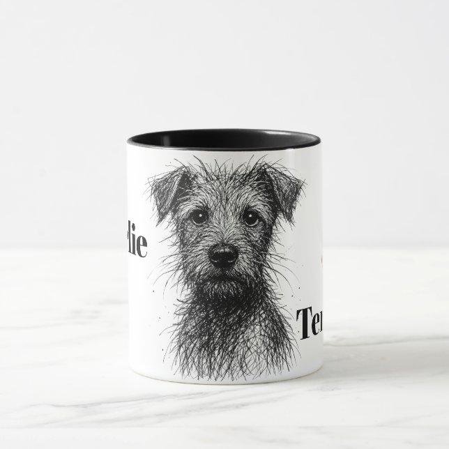 Taza Cute Sketched Terrier. Amo a los Territorios Perso (Centro)
