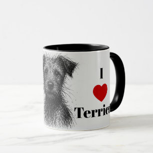 Taza Cute Sketched Terrier. Amo a los Territorios Perso