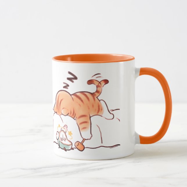 Taza Cute Sleeping Orange Cat Coffee Mug funny orange (Derecha)
