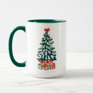 Taza Cute Snowy Christmas Tree Green