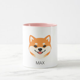 Taza Cute Sonriendo Shiba Inu Perro Nombre Personalizad