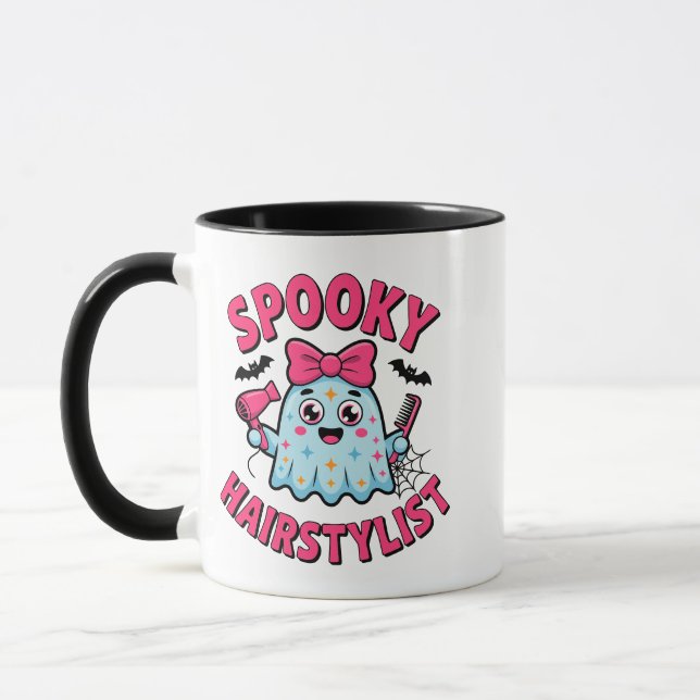 Taza Cute Spooky Hairstylist Funny Ghost Halloween (Izquierda)
