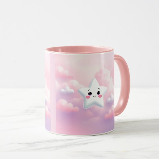 Taza Cute Stars Pink Clouds Combo Mug (Anverso derecho)