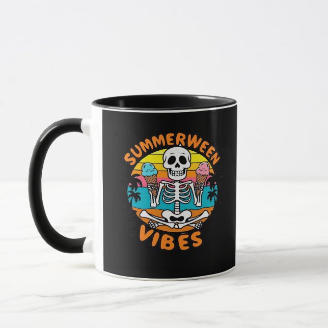 Taza Cute Summerween Vibes Skeleton IceCream Summer Vac (Izquierda)
