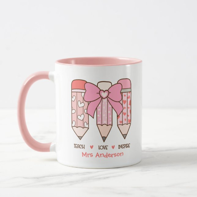 Taza Cute Teacher's Valentine Pencil Custom (Izquierda)