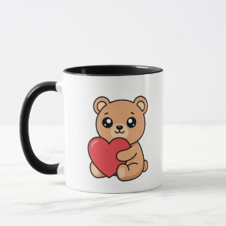 Taza Cute Teddy Bear Holding Red Heart Mug