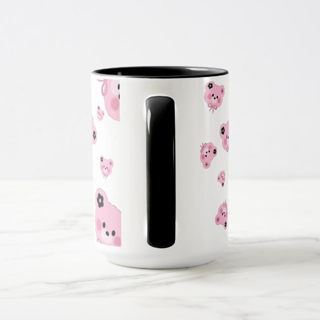 Taza Cute Teddy Bear Mug – Pink & Black Coffee Cup (Asa)