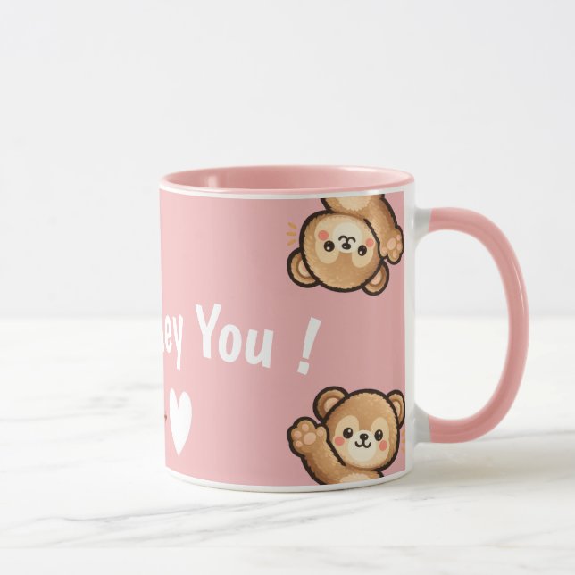 Taza Cute Teddy Bear Mug with Heart – Kawaii Love Bear  (Derecha)