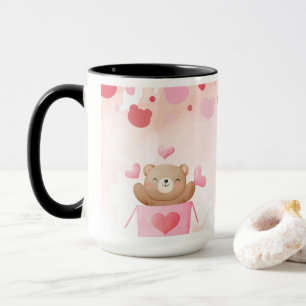 Taza Cute Teddy Bear & Pink Hearts Coffee Mug