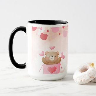 Taza Cute Teddy Bear & Pink Hearts Coffee Mug