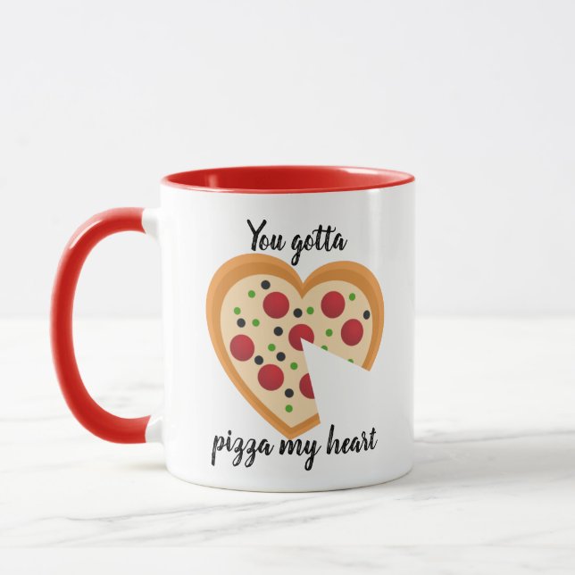 Taza Cute tienes que Pizza Me Heart Pun (Izquierda)