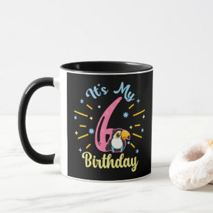 Taza Cute Toucan 6º cumpleaños Chica de 6 años
