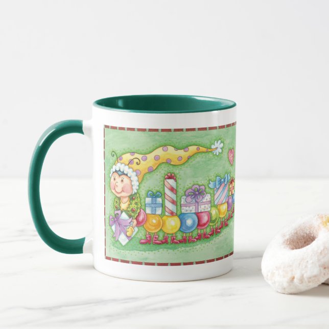 Taza Cute tren oruga de Navidad con regalos (Con donut)