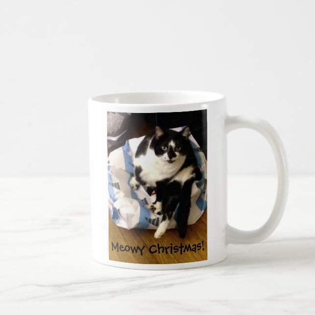 Taza Cute Tuxedo Cat Navidad Mugs Presentes (Derecha)