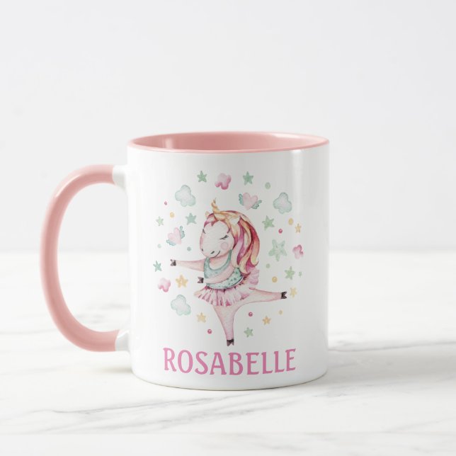Taza Cute Unicorn Ballerina Girly PInk Kids (Izquierda)