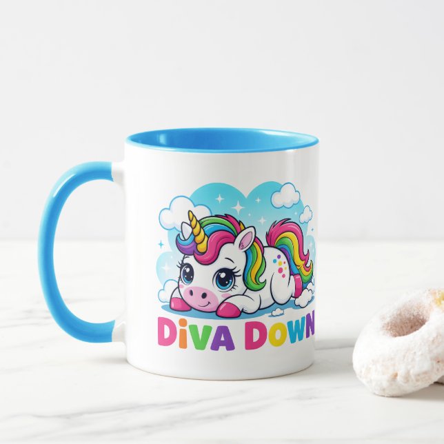Taza Cute Unicornio Arcoíris (Con donut)