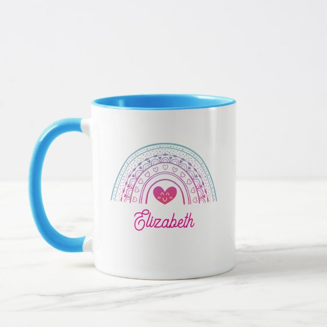 Taza Cute Valentine Colorful Boho Rainbow (Izquierda)