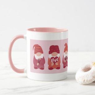 Taza Cute Valentine Gnomes te amo el arte