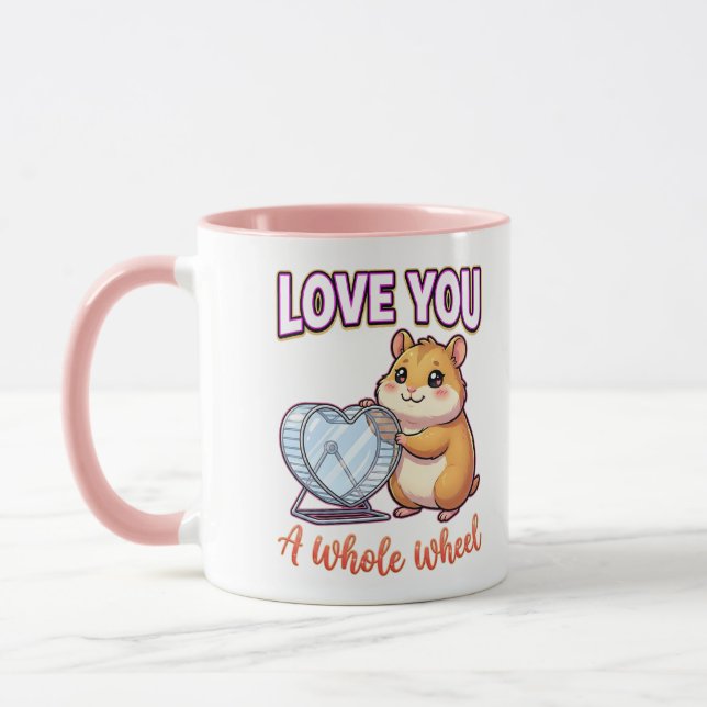 Taza Cute Valentine Hamster – Love You a Whole Wheel (Izquierda)